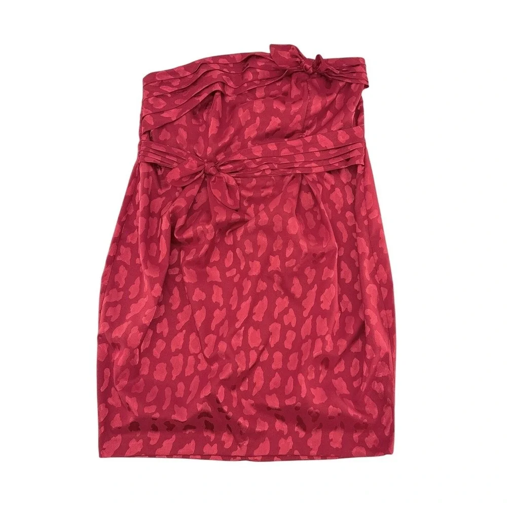 Torrid Plus Sz Satin Red Jacquard‎ Animal Print Strapless Mini Dress 16 Y2K Club